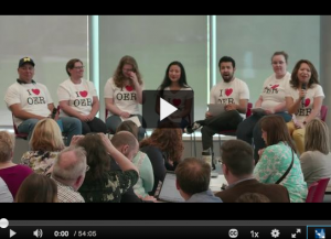 Screenshot of video from 2018 Lansing Community College student panel discussing open educational resousrces 